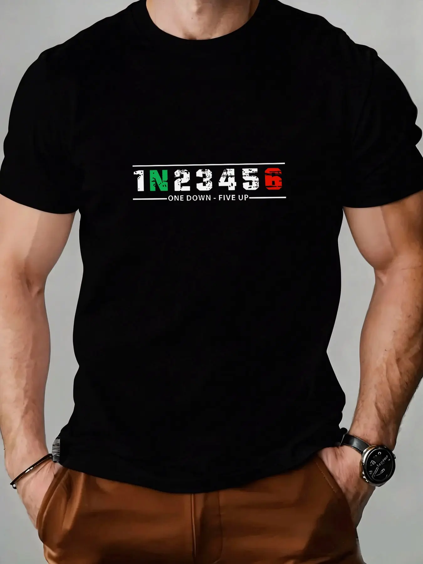 Motorcycle Gear Up Down - Camiseta Gráfica Masculina 1N23456 One Down