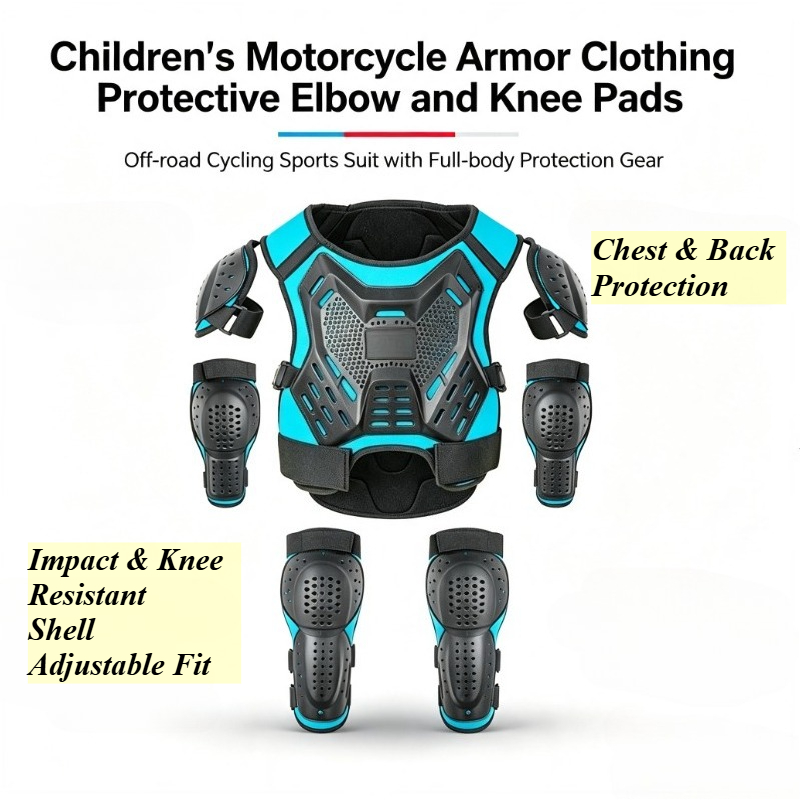 Motorcycle Gear Full Suit - Roupa de Proteção para Motocicleta Infantil,