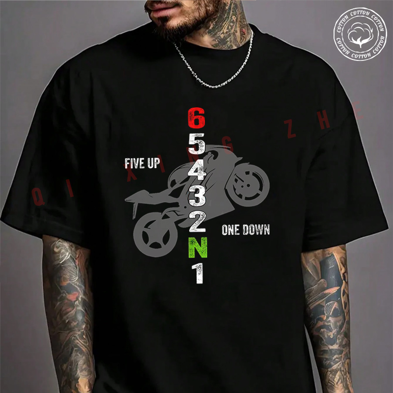 Camiseta Masculina de Algodão  - Motorcycle Gear Up Down avaliação e preço