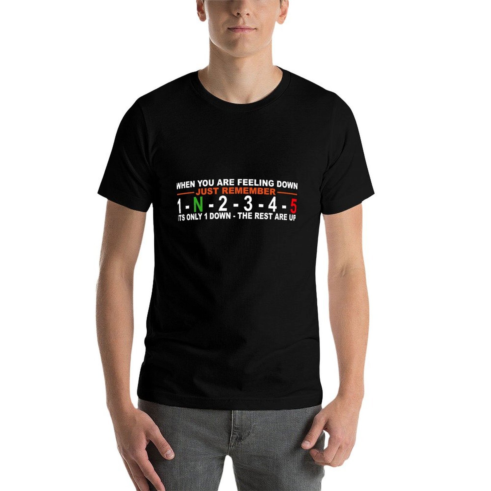 Camiseta com estampa de troca  - Motorcycle Gear Up Down avaliação e preço
